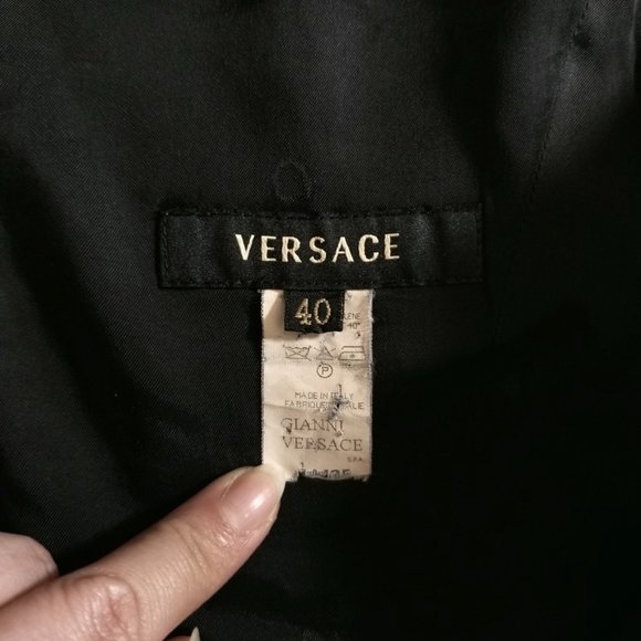VERSACE | Wool Silk Sheath Midi Dress Black Small - Picture 10 of 12
